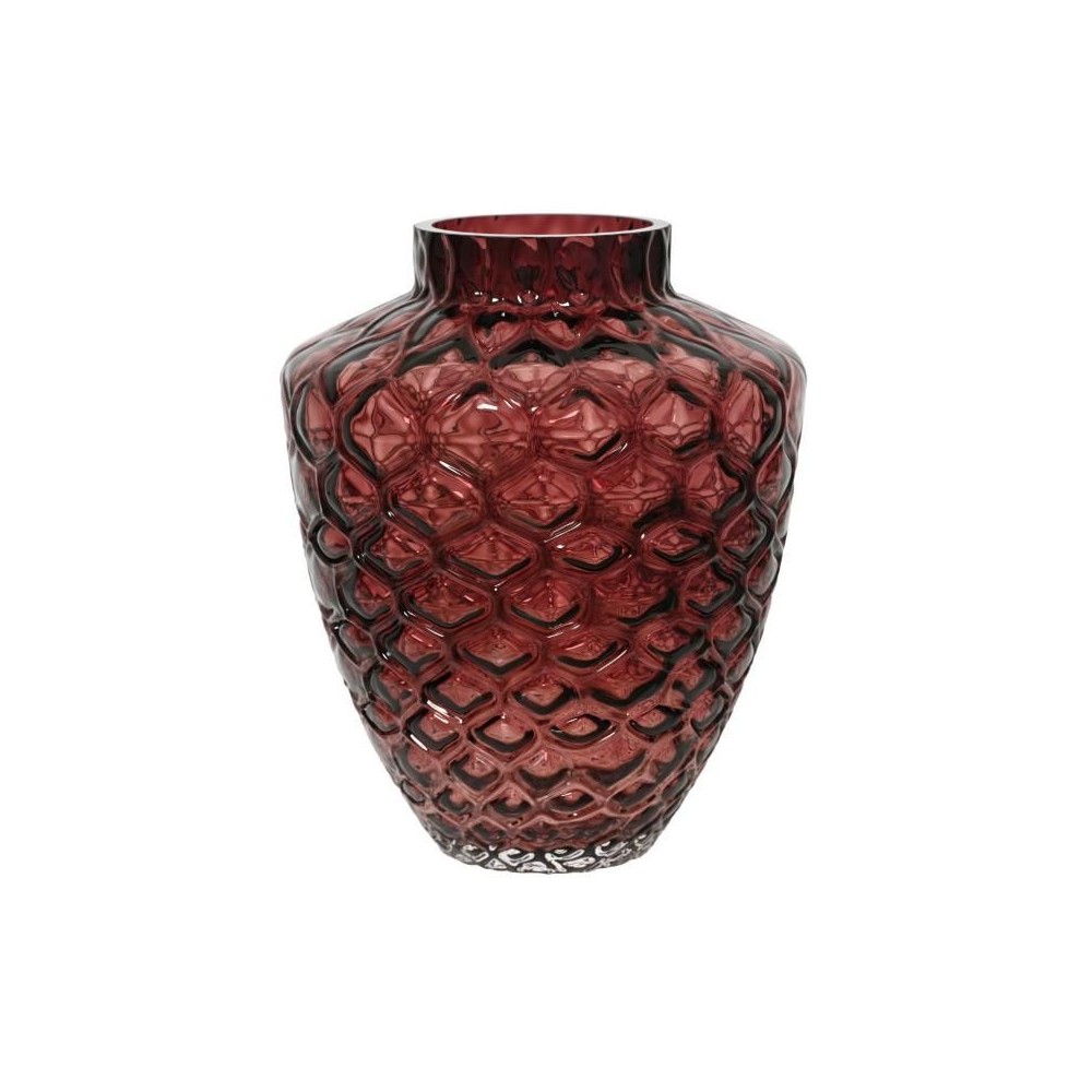 VASO VETRO TRAMA NIDO D'APE PORPORA H.30